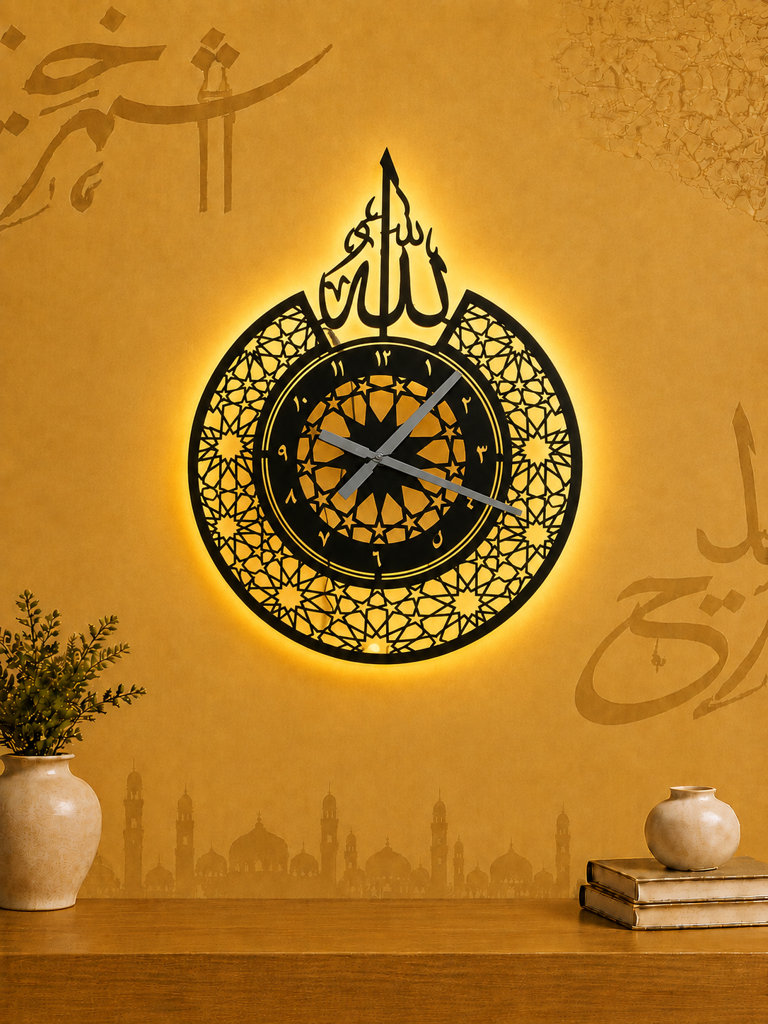 Divine Glow Islamic Wall Clock