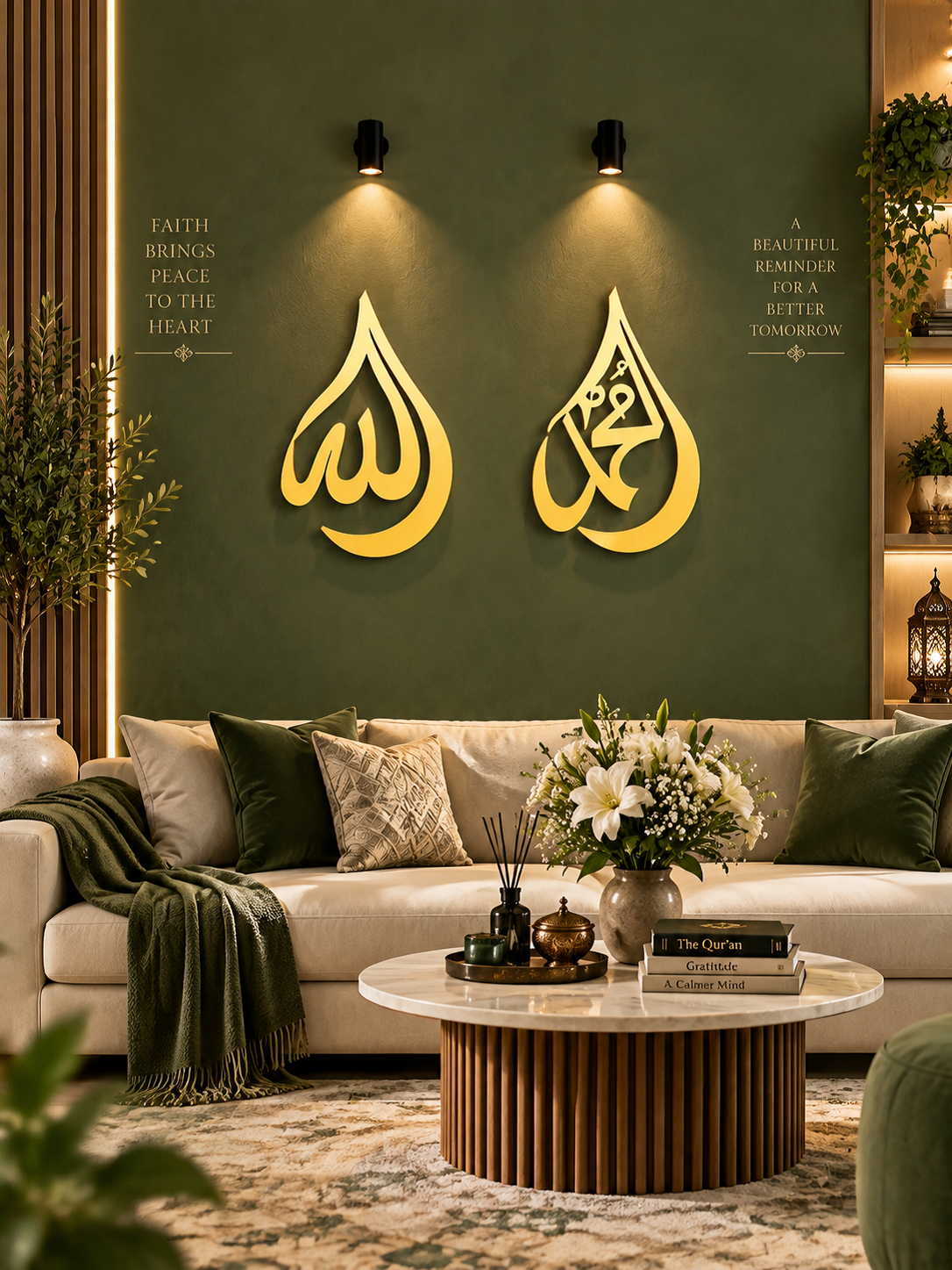 Allah and Muhammad Gold Islamic Wall Decor