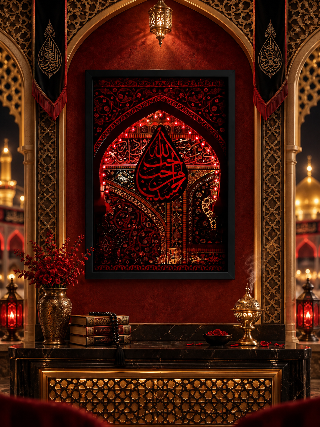 Ya Hussain (AS) Arabic Calligraphy UV DTF Wall Frame