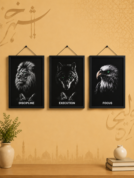 3-Piece Motivational Animal Wall Art Set
