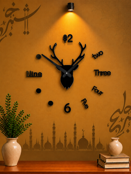 Modern Deer Head Wall Clock