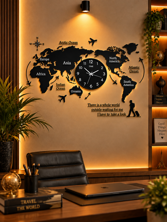 World Map Wall Clock