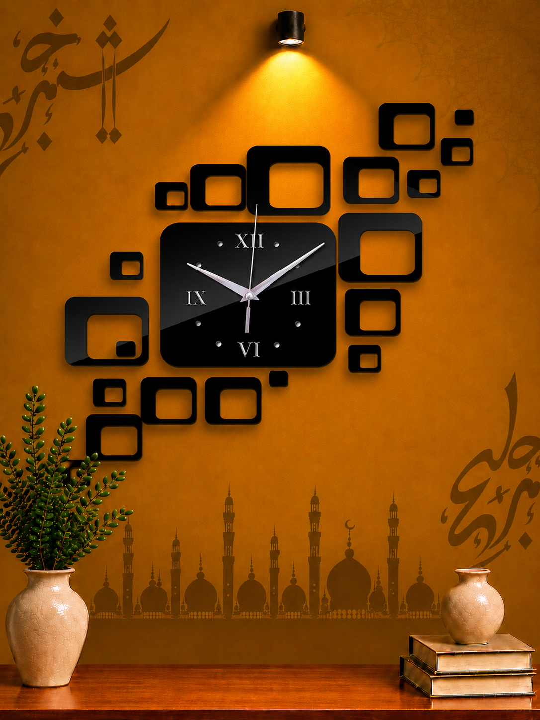 Modern Black Geometric Wall Clock
