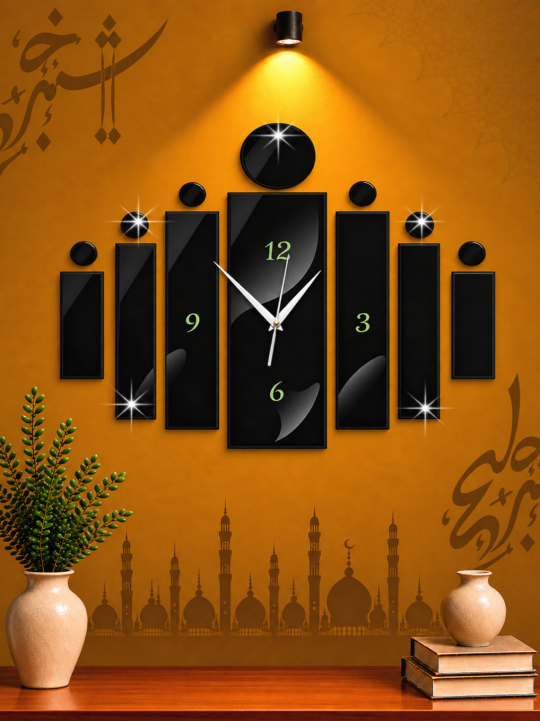 Modern Black Multi-Panel Wall Clock