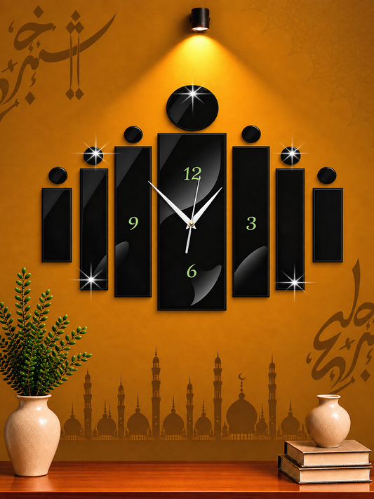 Modern Black Multi-Panel Wall Clock