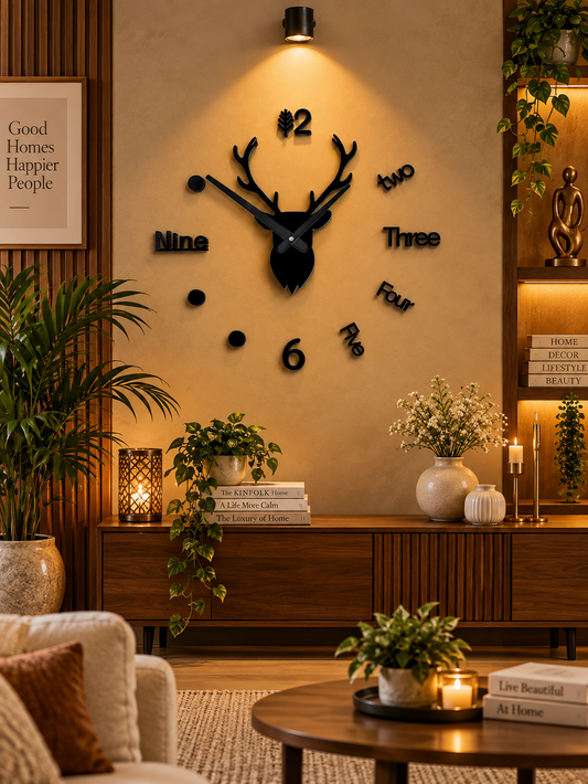 Modern Deer Head Wall Clock
