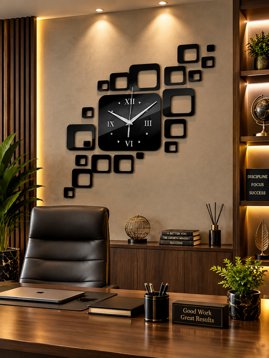 Modern Black Geometric Wall Clock