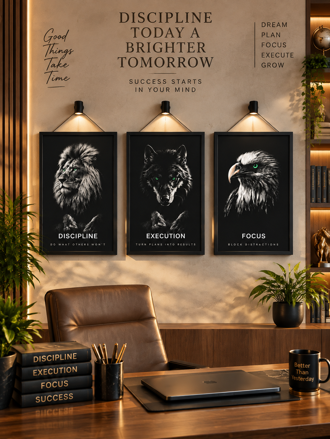 3-Piece Motivational Animal Wall Art Set