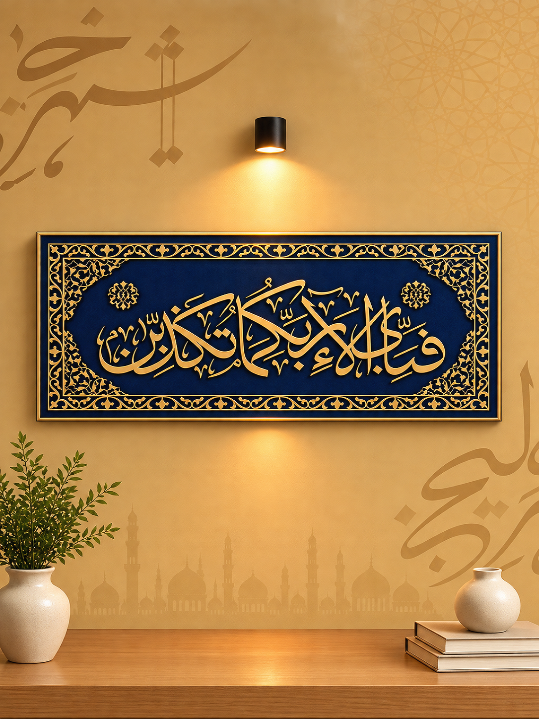 Navy Blue & Gold Arabic Decor