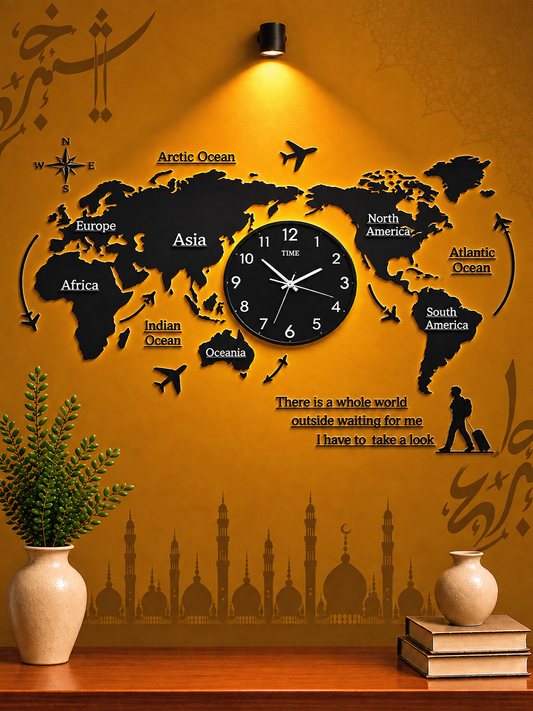 World Map Wall Clock
